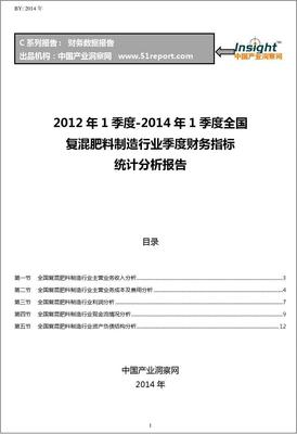 2012-2014年1季度全国复混肥料制造行业财务指标分析季报